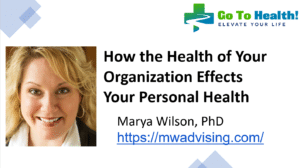 How Organization Health Effects your Personal Health Marya Wilson PhD