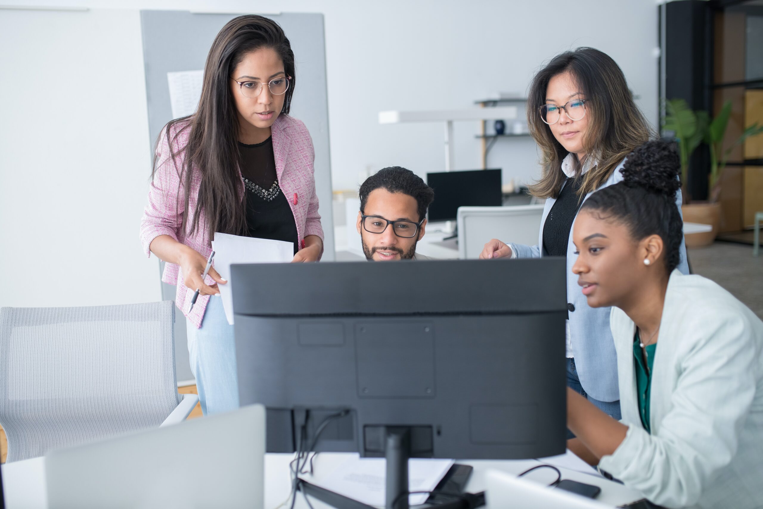 Healthcare professionals collaborating on a digital marketing strategy