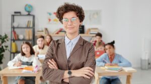 teacher with students in classroom