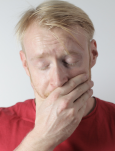 man with difficulty swallowing